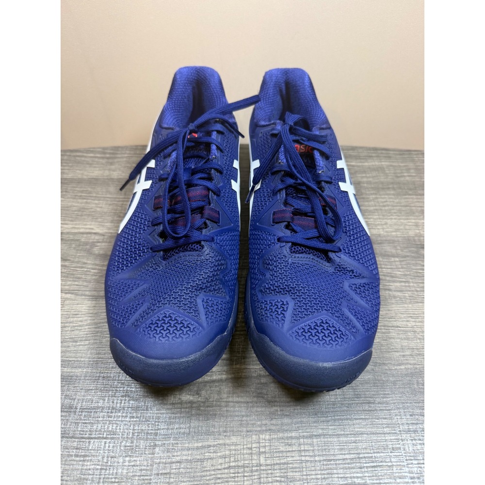 ASICS Gel-Resolution 8 Men Blue White Tennis Shoes 1041A079 Sneaker 9.5